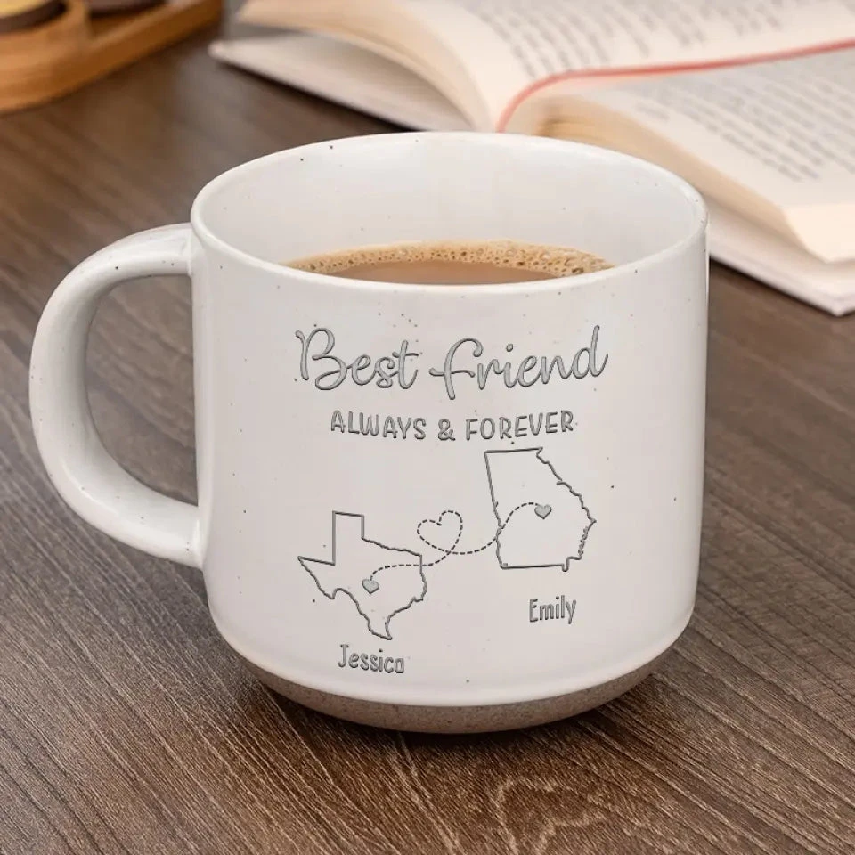 The Distance Between Us Is Huge, But Our Bond Is Strong - Bestie Personalized Custom Pottery Mug - Gift For Best Friends, BFF, Sisters 4 The Distance Between Us Is Huge, But Our Bond Is Strong - Bestie Personalized Custom Pottery Mug - Gift For Best Friends, BFF, Sisters - Image 4