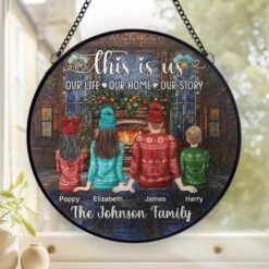 Our Life, Our Home, Our Story - Family Personalized Custom Stained Glass Window Hanging Suncatcher - Christmas Gift For Family Members