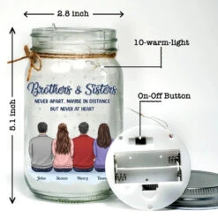 A Sibling Is A Forever Friend - Family Personalized Custom Mason Jar Light - Gift For Siblings, Brothers, Sisters 10 A Sibling Is A Forever Friend - Family Personalized Custom Mason Jar Light - Gift For Siblings, Brothers, Sisters -Pawfect House Store 66d7ef087788c