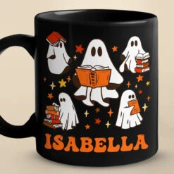 Ghosts Have The Most Fun - Family Personalized Custom Black Mug - Halloween Gift For Family Members