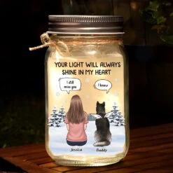 Your Purrs Echo In My Memories - Memorial Personalized Custom Mason Jar Light - Sympathy Gift For Family Members, Pet Owners, Pet Lovers