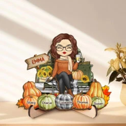 Grandma's Little Pumpkin - Family Personalized Custom 2-Layered Wooden Plaque With Stand - Gift For Mom, Grandma