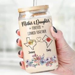 A Mother Is A Daughter's Best Friend - Family Personalized Custom Glass Cup, Iced Coffee Cup - Gift For Mom, Daughter