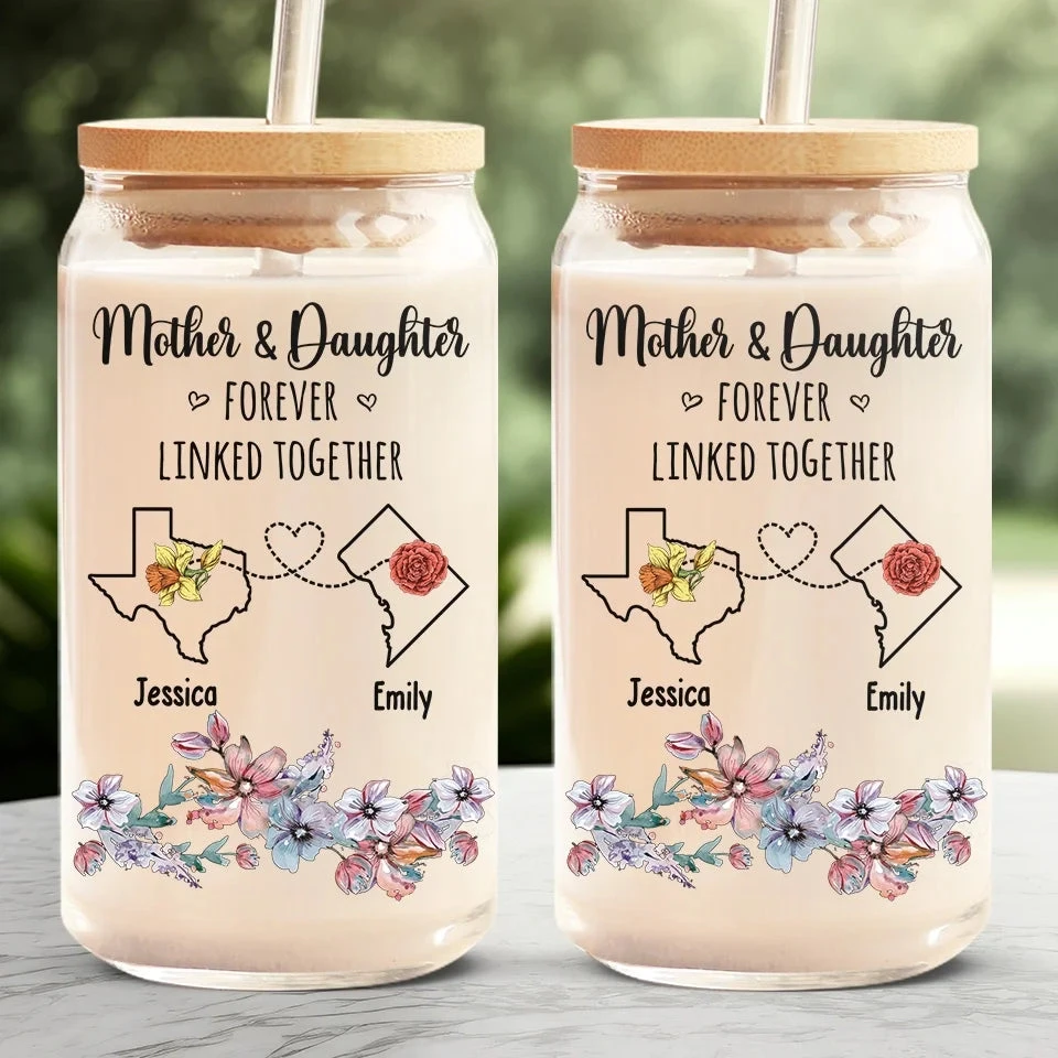 A Mother Is A Daughter's Best Friend - Family Personalized Custom Glass Cup, Iced Coffee Cup - Gift For Mom, Daughter 4 A Mother Is A Daughter's Best Friend - Family Personalized Custom Glass Cup, Iced Coffee Cup - Gift For Mom, Daughter - Image 4