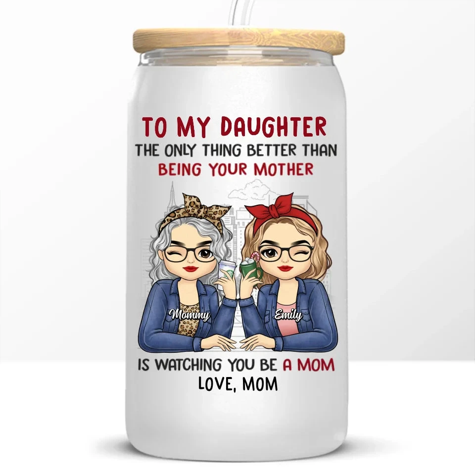 As Mothers And Daughters, We Are Connected With One Another - Family Personalized Custom Glass Cup, Iced Coffee Cup - Gift For Mom, Daughter 6 As Mothers And Daughters, We Are Connected With One Another - Family Personalized Custom Glass Cup, Iced Coffee Cup - Gift For Mom, Daughter - Image 6
