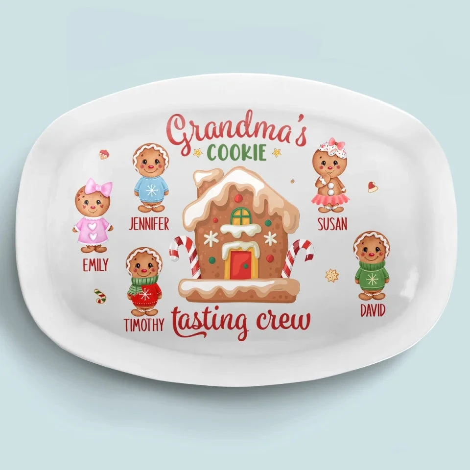Grandma's Cookie Tasting Crew - Family Personalized Custom Platter - Christmas Gift For Mom, Grandma 1 Grandma's Cookie Tasting Crew - Family Personalized Custom Platter - Christmas Gift For Mom, Grandma