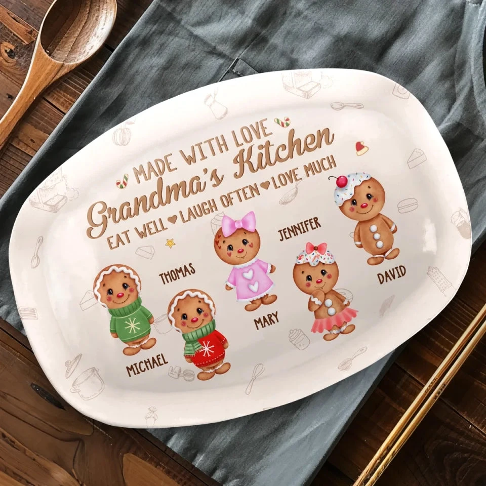 Grandma's Kitchen - Family Personalized Custom Platter - Christmas Gift For Mom, Grandma 3 Grandma's Kitchen - Family Personalized Custom Platter - Christmas Gift For Mom, Grandma - Image 3
