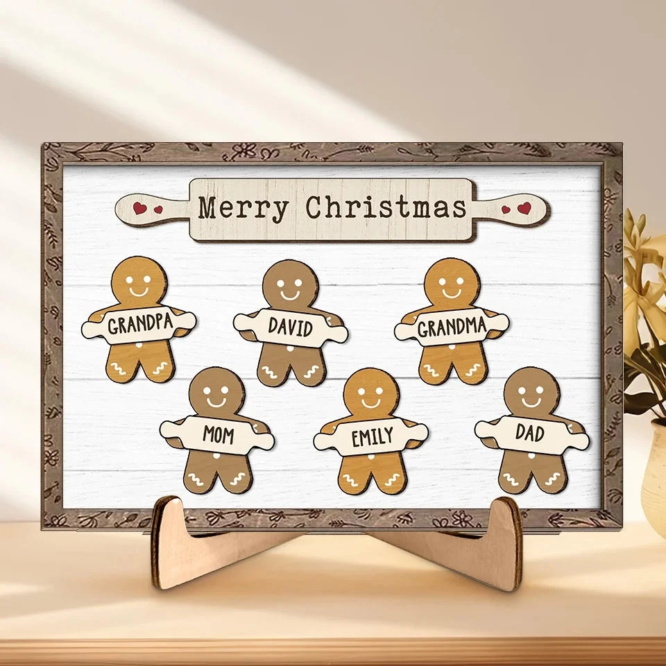 Christmas Cookies And Happy Hearts - Family Personalized Custom 2-Layered Wooden Plaque With Stand - Christmas Gift For Family Members 1 Christmas Cookies And Happy Hearts - Family Personalized Custom 2-Layered Wooden Plaque With Stand - Christmas Gift For Family Members