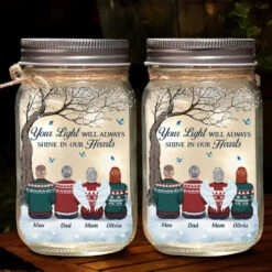 Wherever You Are, You Will Always Be In My Heart - Memorial Personalized Custom Mason Jar Light - Sympathy Gift, Christmas Gift For Family Members -Pawfect House Store 66ee812f02d0a