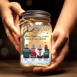 Wherever You Are, You Will Always Be In My Heart - Memorial Personalized Custom Mason Jar Light - Sympathy Gift, Christmas Gift For Family Members -Pawfect House Store 66ee812f97680