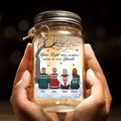 Wherever You Are, You Will Always Be In My Heart - Memorial Personalized Custom Mason Jar Light - Sympathy Gift, Christmas Gift For Family Members -Pawfect House Store 66ee8130ceefc