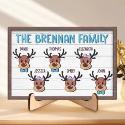 Jingle All The Way With My Reindeer Squad - Family Personalized Custom 2-Layered Wooden Plaque With Stand - Christmas Gift For Family Members