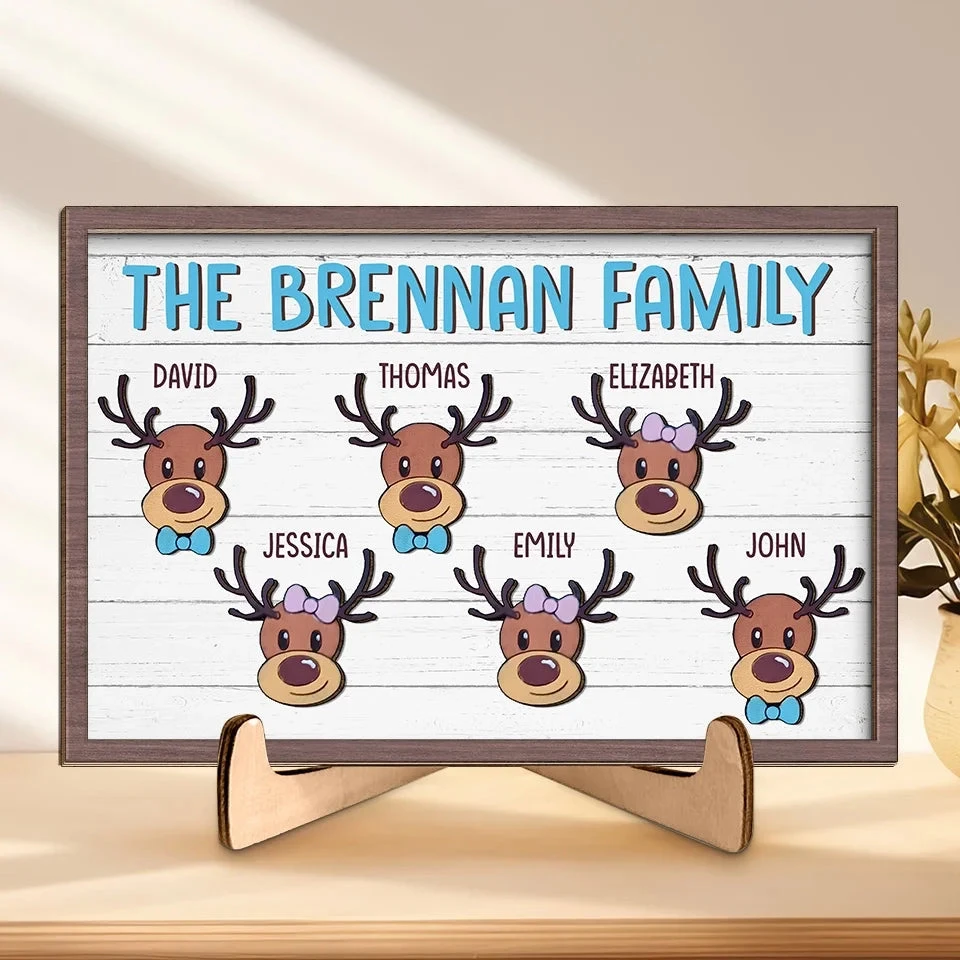 Jingle All The Way With My Reindeer Squad - Family Personalized Custom 2-Layered Wooden Plaque With Stand - Christmas Gift For Family Members 1 Jingle All The Way With My Reindeer Squad - Family Personalized Custom 2-Layered Wooden Plaque With Stand - Christmas Gift For Family Members