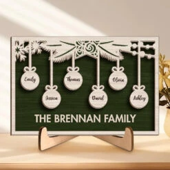 Family Is The Joy Of Christmas - Family Personalized Custom 2-Layered Wooden Plaque With Stand - Christmas Gift For Family Members