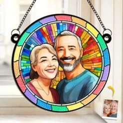 Custom Photo Two Souls, One Heart - Couple Personalized Window Hanging Suncatcher Ornament - Gift For Husband Wife, Anniversary