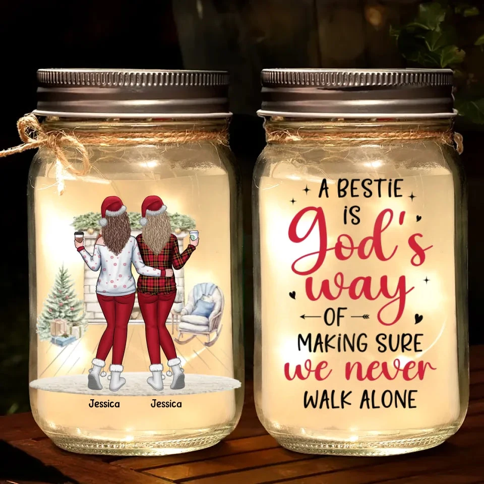 There's No Greater Joy Than Being In The Presence Of Friends - Bestie Personalized Custom Mason Jar Light - Christmas Gift For Best Friends, BFF, Sisters 2 There's No Greater Joy Than Being In The Presence Of Friends - Bestie Personalized Custom Mason Jar Light - Christmas Gift For Best Friends, BFF, Sisters - Image 2