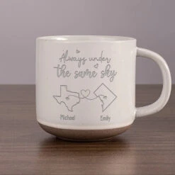 Always Under The Same Sky - Couple Personalized Custom Pottery Mug - Gift For Husband Wife, Anniversary