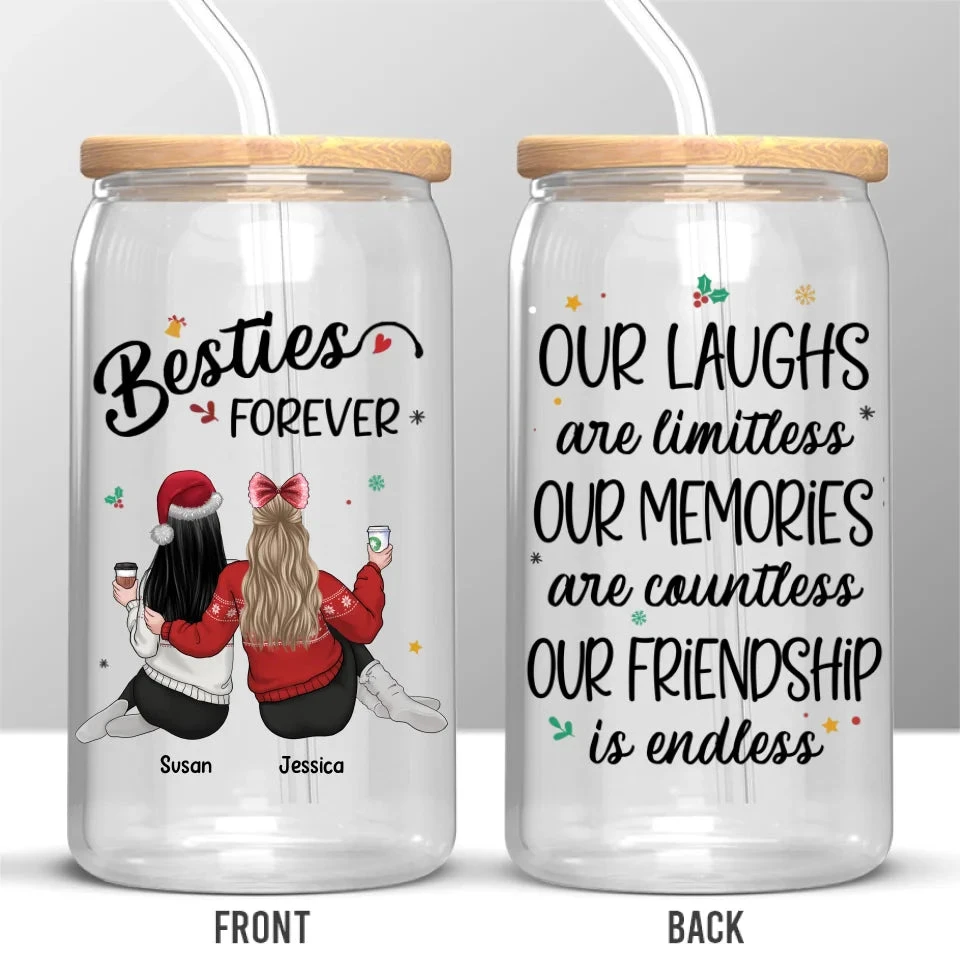 I Promise You Won't Have To Face Your Problems Alone - Bestie Personalized Custom Glass Cup, Iced Coffee Cup - Gift For Best Friends, BFF, Sisters 2 I Promise You Won't Have To Face Your Problems Alone - Bestie Personalized Custom Glass Cup, Iced Coffee Cup - Gift For Best Friends, BFF, Sisters - Image 2