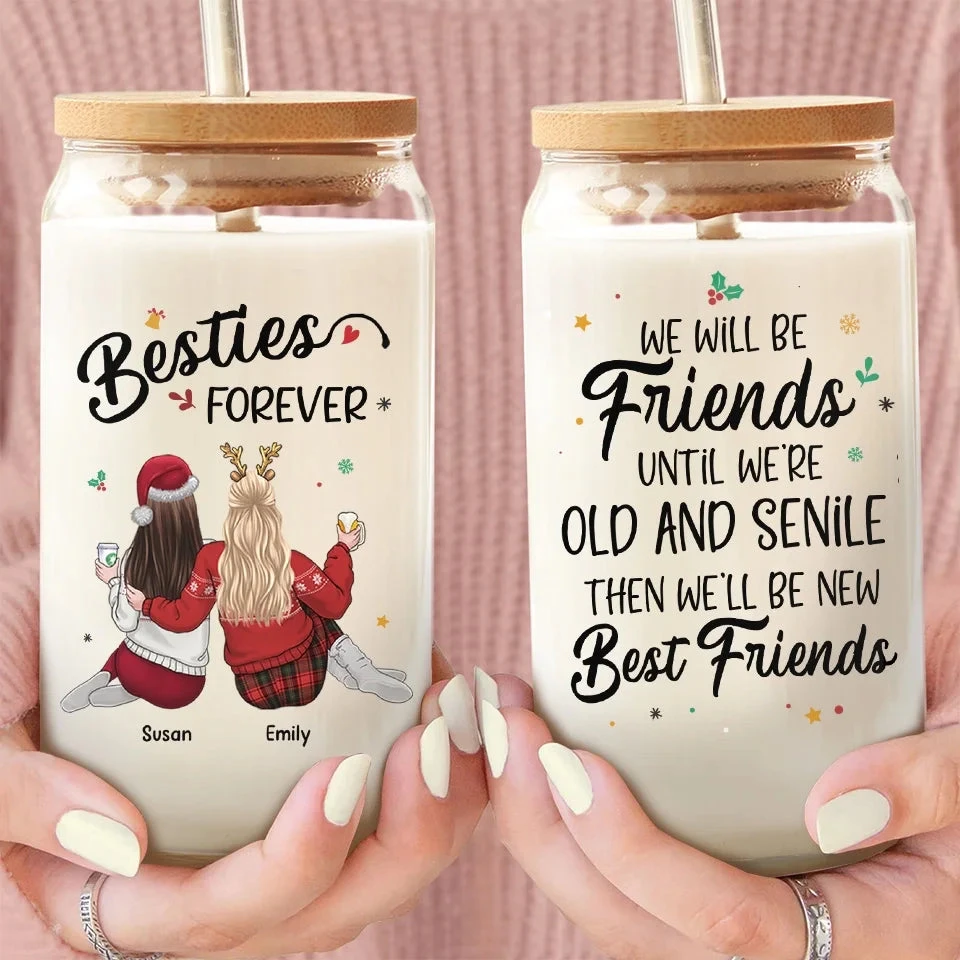 I Promise You Won't Have To Face Your Problems Alone - Bestie Personalized Custom Glass Cup, Iced Coffee Cup - Gift For Best Friends, BFF, Sisters 3 I Promise You Won't Have To Face Your Problems Alone - Bestie Personalized Custom Glass Cup, Iced Coffee Cup - Gift For Best Friends, BFF, Sisters - Image 3