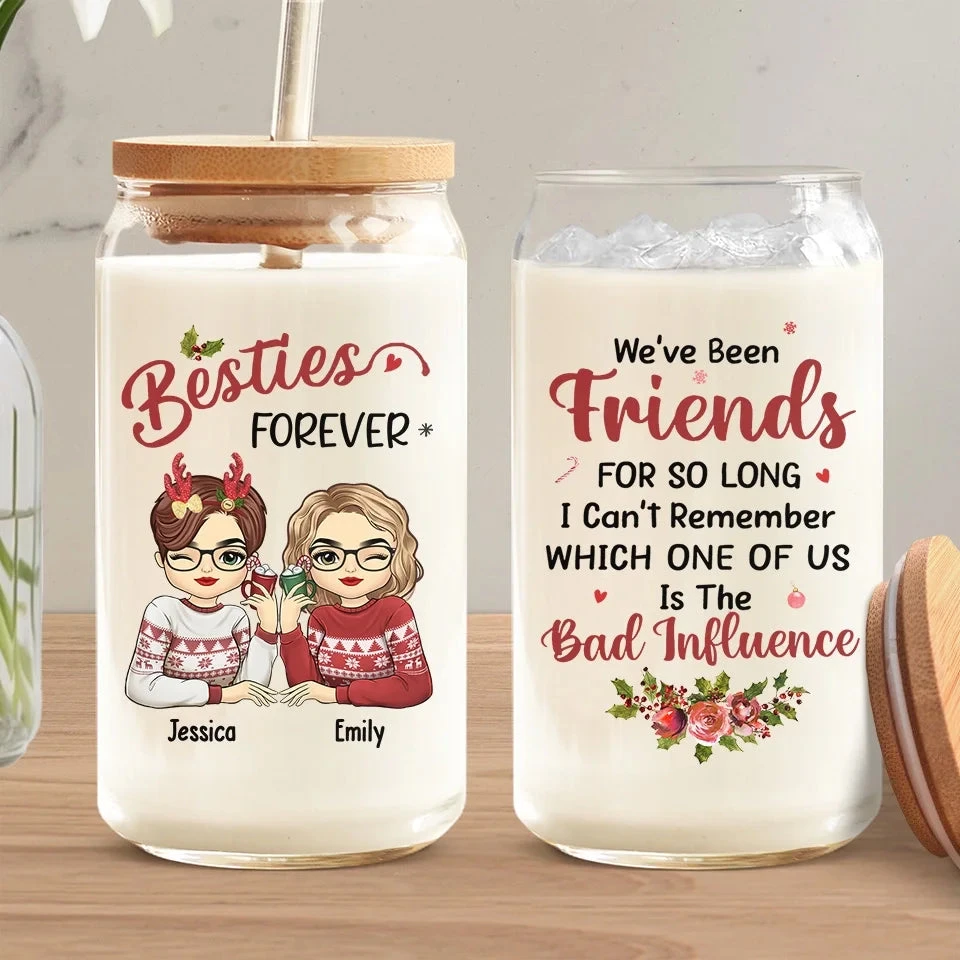 Life Is Easier With A Best Friend Like You By My Side - Bestie Personalized Custom Glass Cup, Iced Coffee Cup - Christmas Gift For Best Friends, BFF, Sisters 1 Life Is Easier With A Best Friend Like You By My Side - Bestie Personalized Custom Glass Cup, Iced Coffee Cup - Christmas Gift For Best Friends, BFF, Sisters