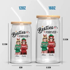 Homies For The Holidays - Bestie Personalized Custom Glass Cup, Iced Coffee Cup - Christmas Gift For Best Friends, BFF, Sisters 10 Homies For The Holidays - Bestie Personalized Custom Glass Cup, Iced Coffee Cup - Christmas Gift For Best Friends, BFF, Sisters -Pawfect House Store 66fcbef700b17