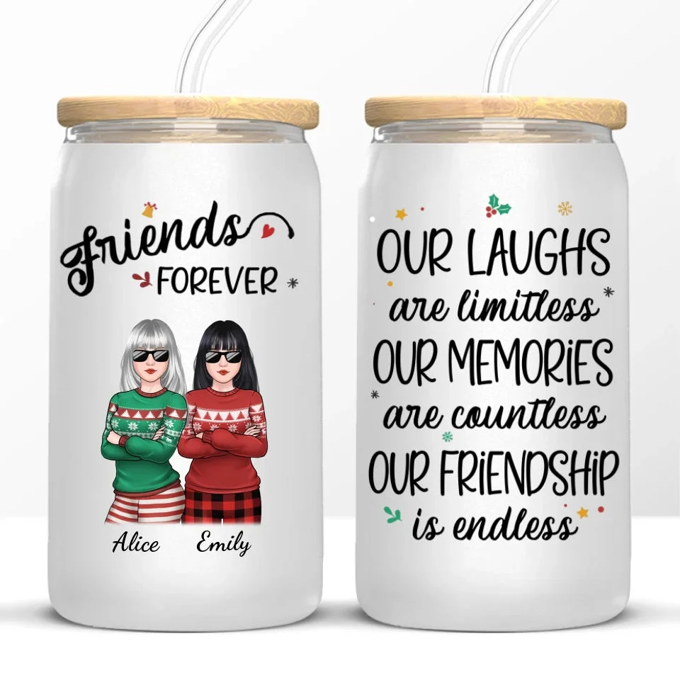 Friends Who Slay Together, Stay Together - Bestie Personalized Custom Glass Cup, Iced Coffee Cup - Christmas Gift For Best Friends, BFF, Sisters 6 Friends Who Slay Together, Stay Together - Bestie Personalized Custom Glass Cup, Iced Coffee Cup - Christmas Gift For Best Friends, BFF, Sisters - Image 6