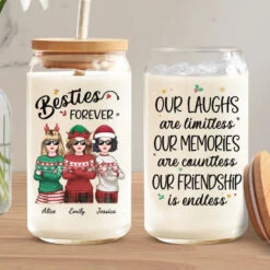 Friends Who Slay Together, Stay Together - Bestie Personalized Custom Glass Cup, Iced Coffee Cup - Christmas Gift For Best Friends, BFF, Sisters