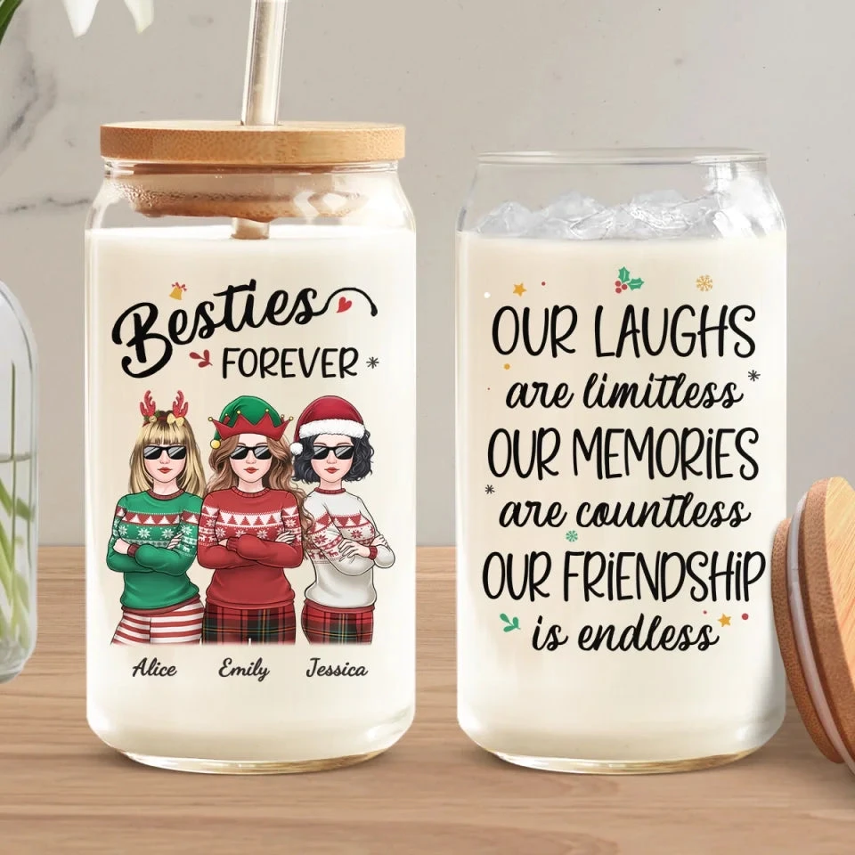 Friends Who Slay Together, Stay Together - Bestie Personalized Custom Glass Cup, Iced Coffee Cup - Christmas Gift For Best Friends, BFF, Sisters 1 Friends Who Slay Together, Stay Together - Bestie Personalized Custom Glass Cup, Iced Coffee Cup - Christmas Gift For Best Friends, BFF, Sisters
