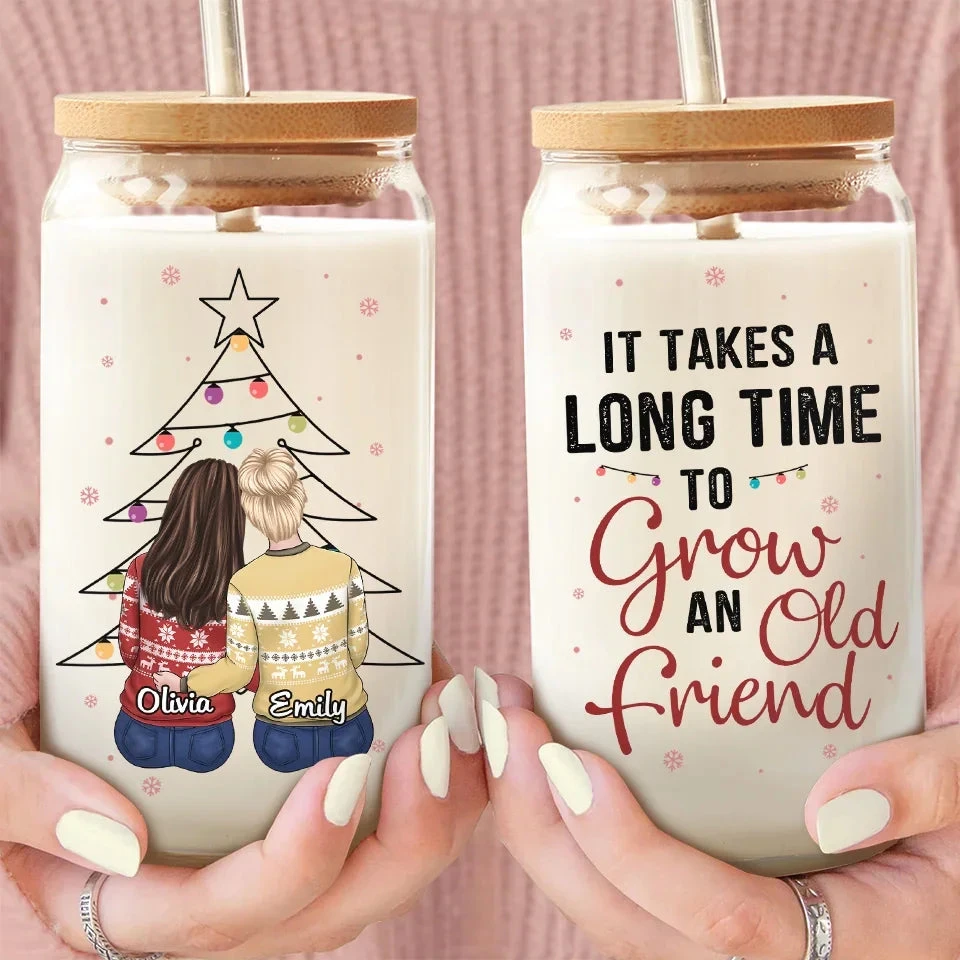 True Friends Are Always There - Bestie Personalized Custom Glass Cup, Iced Coffee Cup - Christmas Gift For Best Friends, BFF, Sisters 3 True Friends Are Always There - Bestie Personalized Custom Glass Cup, Iced Coffee Cup - Christmas Gift For Best Friends, BFF, Sisters - Image 3