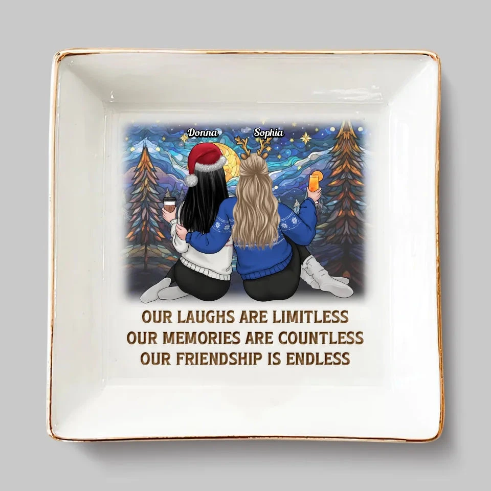 Jingle Ladies Rock - Bestie Personalized Custom Jewelry Dish - Christmas Gift For Best Friends, BFF, Sisters 2 Jingle Ladies Rock - Bestie Personalized Custom Jewelry Dish - Christmas Gift For Best Friends, BFF, Sisters - Image 2