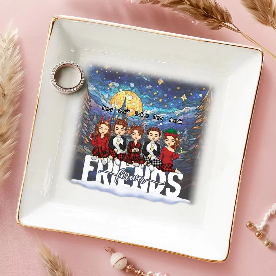 Friends Who Holiday Together Sleigh Together - Bestie Personalized Custom Jewelry Dish - Christmas Gift For Best Friends, BFF, Sisters 3 Friends Who Holiday Together Sleigh Together - Bestie Personalized Custom Jewelry Dish - Christmas Gift For Best Friends, BFF, Sisters - Image 3