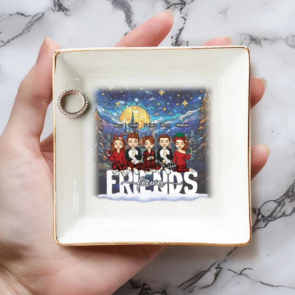 Friends Who Holiday Together Sleigh Together - Bestie Personalized Custom Jewelry Dish - Christmas Gift For Best Friends, BFF, Sisters 4 Friends Who Holiday Together Sleigh Together - Bestie Personalized Custom Jewelry Dish - Christmas Gift For Best Friends, BFF, Sisters - Image 4