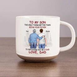Cheers To You As You Step Into Fatherhood - Family Personalized Custom Printed Pottery Mug - Gift For Son, Grandson