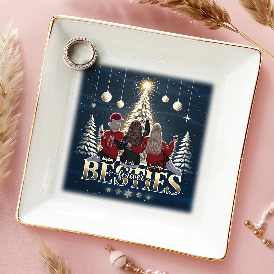 Happy Holidays To My Sleigh Rides Or Die - Bestie Personalized Custom Jewelry Dish - Christmas Gift For Best Friends, BFF, Sisters 3 Happy Holidays To My Sleigh Rides Or Die - Bestie Personalized Custom Jewelry Dish - Christmas Gift For Best Friends, BFF, Sisters - Image 3
