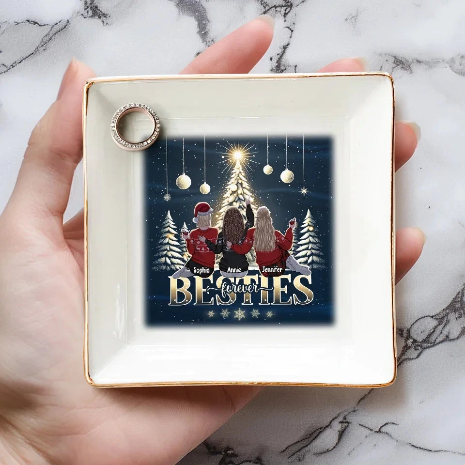 Happy Holidays To My Sleigh Rides Or Die - Bestie Personalized Custom Jewelry Dish - Christmas Gift For Best Friends, BFF, Sisters 4 Happy Holidays To My Sleigh Rides Or Die - Bestie Personalized Custom Jewelry Dish - Christmas Gift For Best Friends, BFF, Sisters - Image 4
