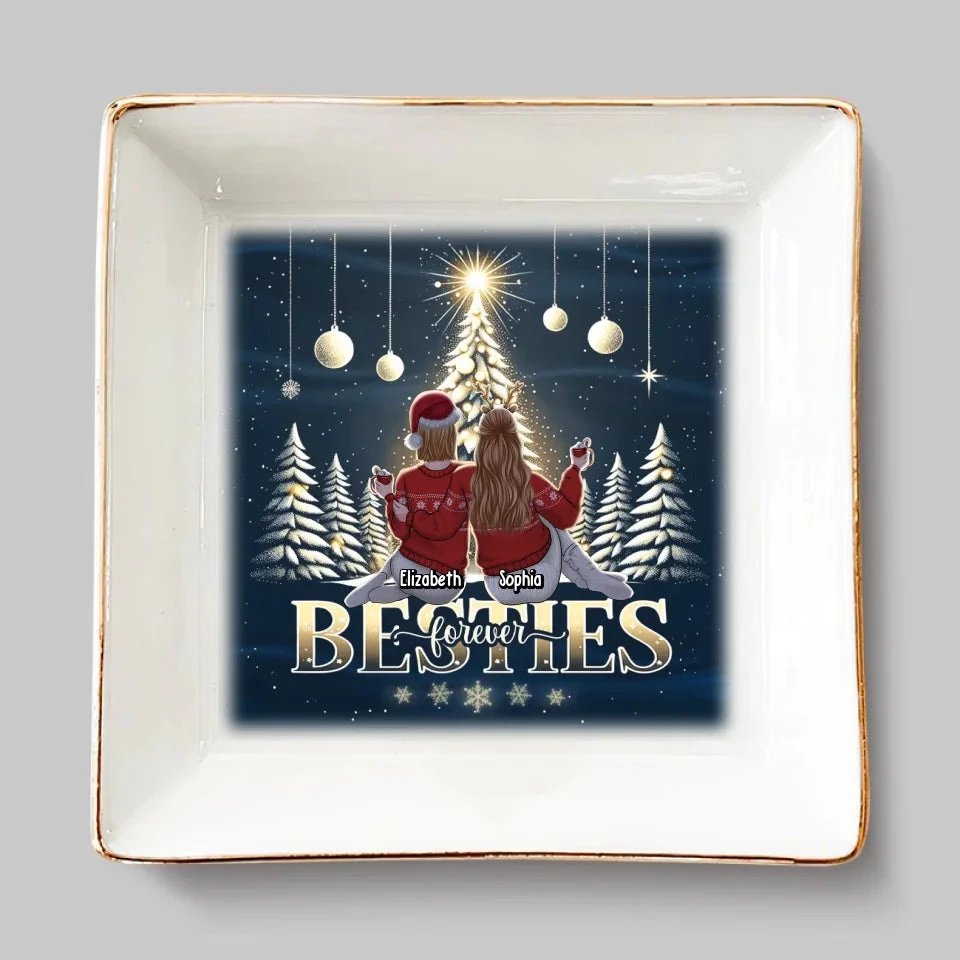 Happy Holidays To My Sleigh Rides Or Die - Bestie Personalized Custom Jewelry Dish - Christmas Gift For Best Friends, BFF, Sisters 2 Happy Holidays To My Sleigh Rides Or Die - Bestie Personalized Custom Jewelry Dish - Christmas Gift For Best Friends, BFF, Sisters - Image 2