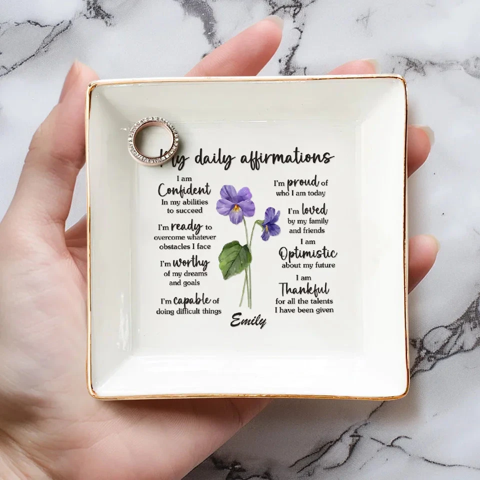 My Daily Affirmations - Bestie Personalized Custom Jewelry Dish - Gift For Best Friends, BFF, Sisters 4 My Daily Affirmations - Bestie Personalized Custom Jewelry Dish - Gift For Best Friends, BFF, Sisters - Image 4