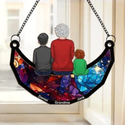 Your Love Is The Thread That Ties Our Family Together - Family Personalized Window Hanging Suncatcher - Gift For Grandma