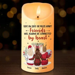 Friends Will Always Be Connected By Heart - Bestie Personalized Custom LED Candle - Christmas Gift For Best Friends, BFF, Sisters