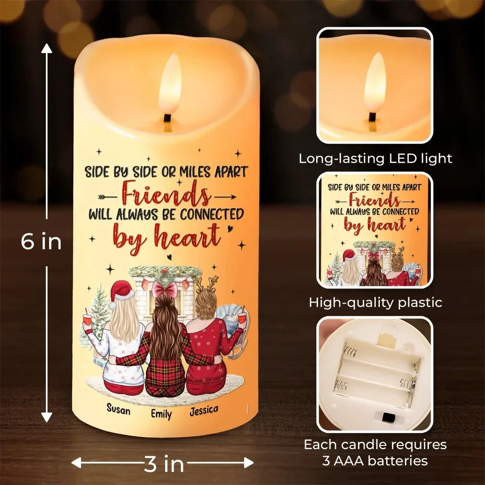 Friends Will Always Be Connected By Heart - Bestie Personalized Custom LED Candle - Christmas Gift For Best Friends, BFF, Sisters 4 Friends Will Always Be Connected By Heart - Bestie Personalized Custom LED Candle - Christmas Gift For Best Friends, BFF, Sisters - Image 4