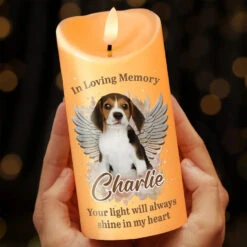 Custom Photo In Our Hearts, You Will Always Stay - Memorial Personalized Custom LED Candle - Sympathy Gift, Christmas Gift For Pet Owners, Pet Lovers -Pawfect House Store 670e14793c21a