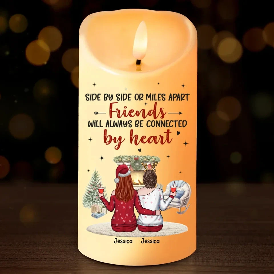 Friends Will Always Be Connected By Heart - Bestie Personalized Custom LED Candle - Christmas Gift For Best Friends, BFF, Sisters 2 Friends Will Always Be Connected By Heart - Bestie Personalized Custom LED Candle - Christmas Gift For Best Friends, BFF, Sisters - Image 2
