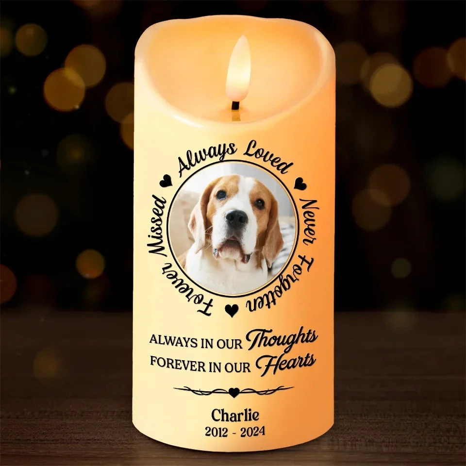 Custom Photo Your Light Will Always Shine In Our Hearts - Memorial Personalized Custom LED Candle - Christmas Gift, Sympathy Gift For Pet Owners, Pet Lovers 1 Custom Photo Your Light Will Always Shine In Our Hearts - Memorial Personalized Custom LED Candle - Christmas Gift, Sympathy Gift For Pet Owners, Pet Lovers