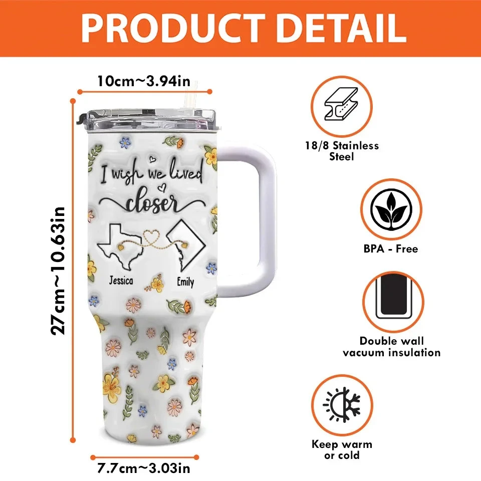 Distance Makes The Friendship Stronger - Bestie Personalized Custom 3D Inflated Effect Printed 40 Oz Stainless Steel Tumbler With Handle - Gift For Best Friends, BFF, Sisters 4 Distance Makes The Friendship Stronger - Bestie Personalized Custom 3D Inflated Effect Printed 40 Oz Stainless Steel Tumbler With Handle - Gift For Best Friends, BFF, Sisters - Image 4