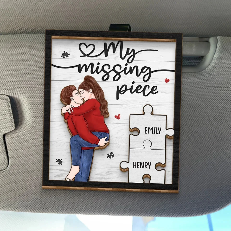 You Are My Missing Piece - Couple Personalized Custom Car Visor Clip - Christmas Gift For Husband Wife, Anniversary 1 You Are My Missing Piece - Couple Personalized Custom Car Visor Clip - Christmas Gift For Husband Wife, Anniversary