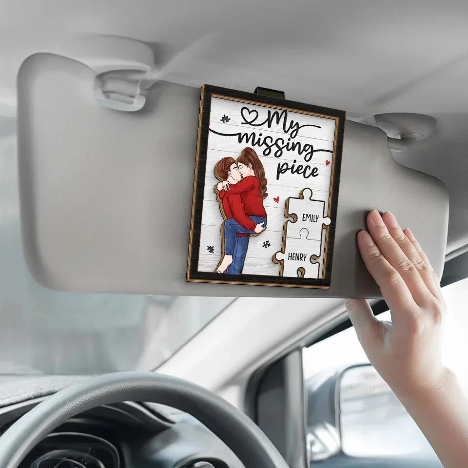 You Are My Missing Piece - Couple Personalized Custom Car Visor Clip - Christmas Gift For Husband Wife, Anniversary 4 You Are My Missing Piece - Couple Personalized Custom Car Visor Clip - Christmas Gift For Husband Wife, Anniversary - Image 4