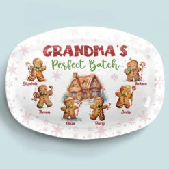 Grandchildren Are Like Gingerbread Cookies, Sweet And Made With Love - Family Personalized Custom Platter - Christmas Gift For Mom, Grandma