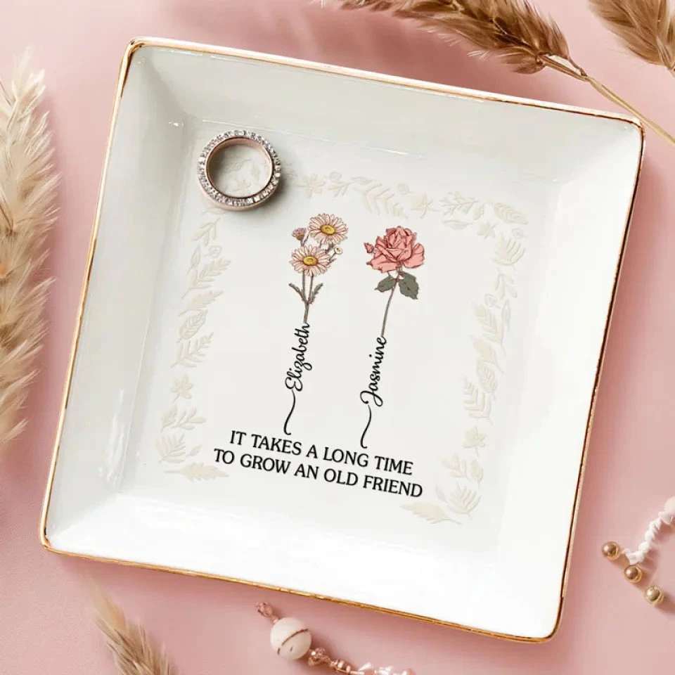 Bloom Like Your Bestie - Bestie Personalized Custom Jewelry Dish - Gift For Best Friends, BFF, Sisters 3 Bloom Like Your Bestie - Bestie Personalized Custom Jewelry Dish - Gift For Best Friends, BFF, Sisters - Image 3