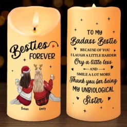 Thank You For Being My Unbiological Sistas - Bestie Personalized Custom LED Candle - Christmas Gift For Best Friends, BFF, Sisters