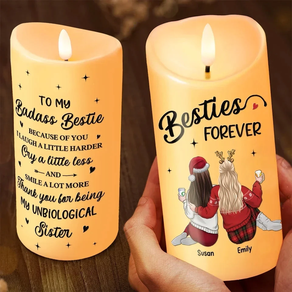 Thank You For Being My Unbiological Sistas - Bestie Personalized Custom LED Candle - Christmas Gift For Best Friends, BFF, Sisters 3 Thank You For Being My Unbiological Sistas - Bestie Personalized Custom LED Candle - Christmas Gift For Best Friends, BFF, Sisters - Image 3